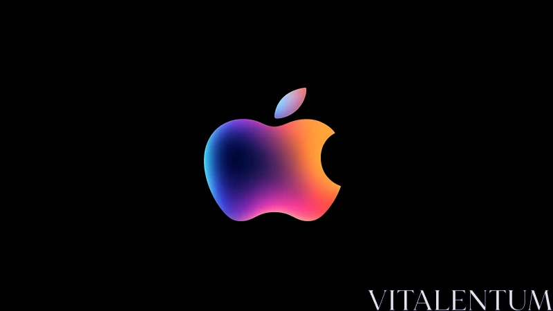 Vibrant gradient apple logo glows on deep black backdrop