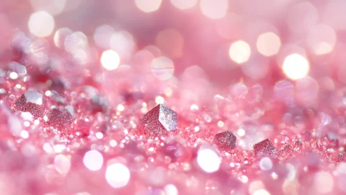 Soft pink glitter crystals glow in a dreamy sparkling haze