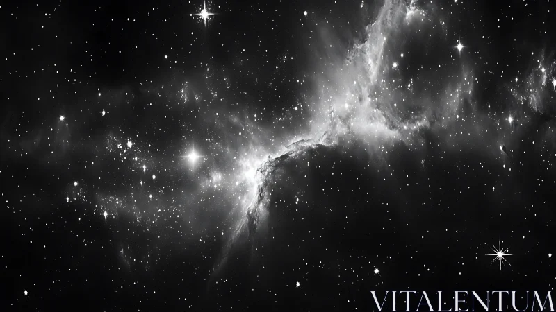 Monochrome emission nebula with dense starfield continuum