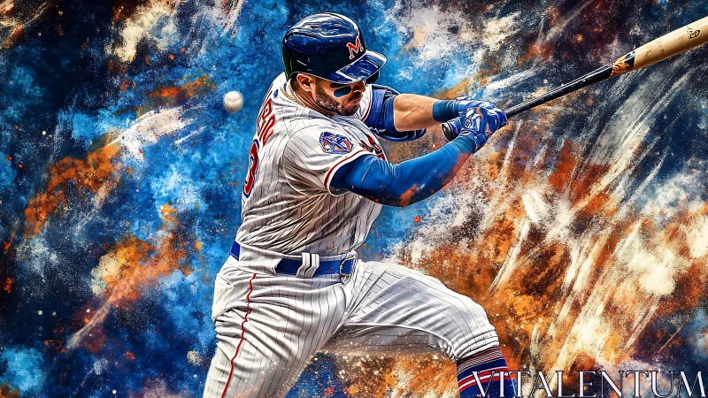Digital painting of baseball batter in explosive swing pose.