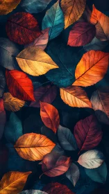 Autumn leaves drift like painted embers on midnight velvet.