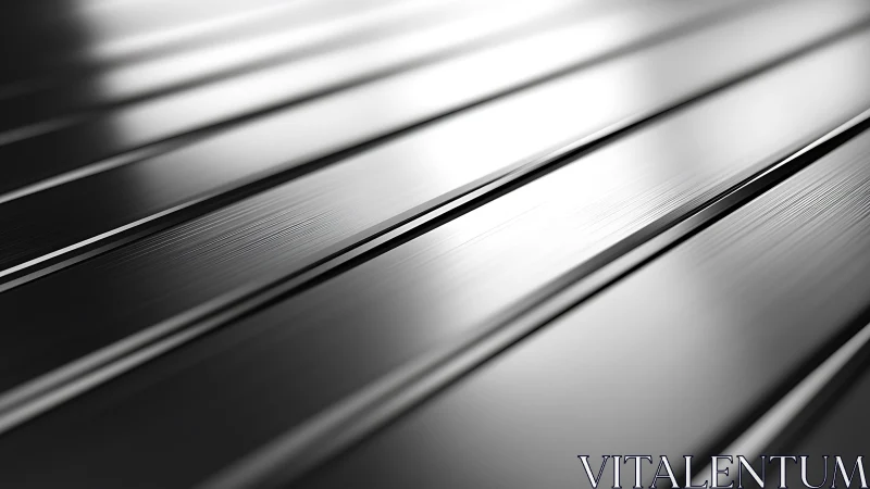 Brushed metallic slats in shallow depth field with linear highlights