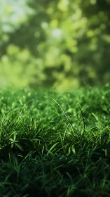 Sunlit meadow whispers in close-up blades of emerald grass.