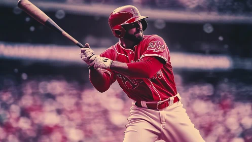 Confident baseball batter waits for the perfect powerful pitch