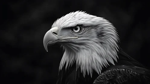 Striking Bald Eagle Portrait in Dramatic Black and White Style.