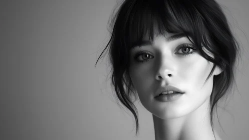 Soft grayscale gaze in a quiet, cinematic portrait study.