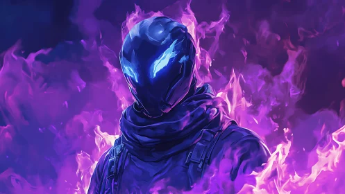 Neon wraith sentinel crowned in ultraviolet cyberfire.