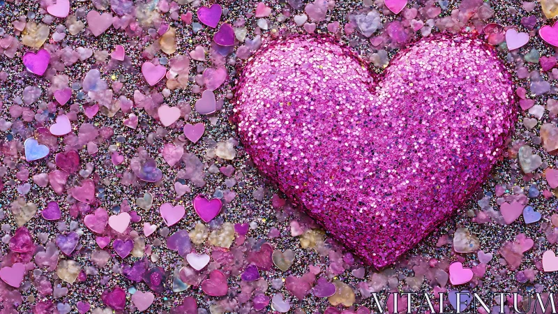 Glitter heart kingdom shimmering in a storm of tiny love.
