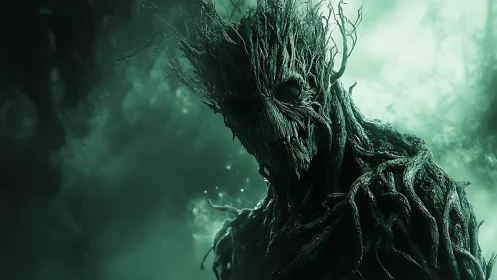 Forest wraith of twisted roots stalking the emerald fog.