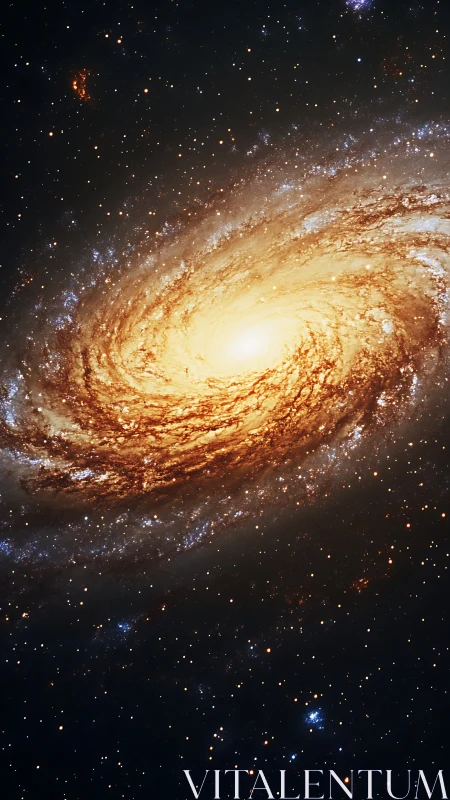 Luminous spiral galaxy core rendered in high-contrast detail