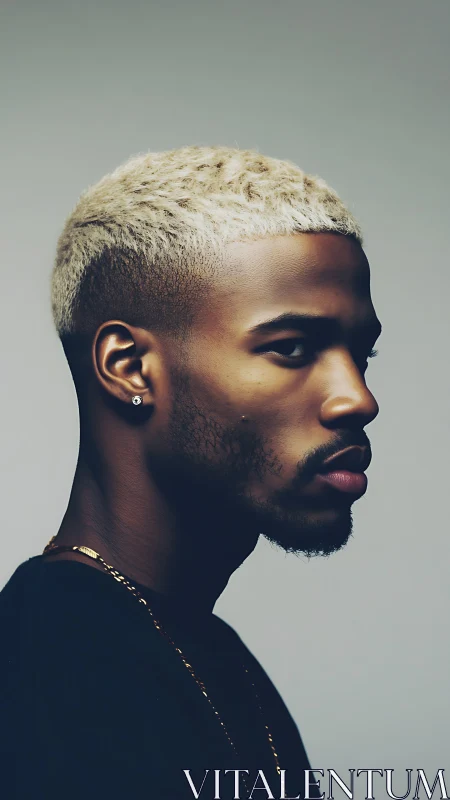 Profile portrait shows man with bleached textured hair