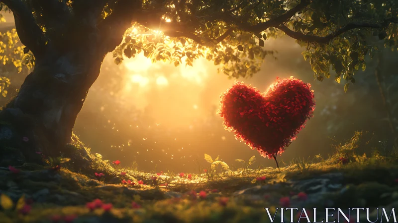 Radiant Heart Glowing in Enchanted Forest Glade.