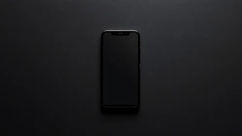 Sleek Black Smartphone Centered on Dark Textured Background