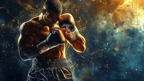 Champion's Spirit: A Boxer's Fiery Determination.