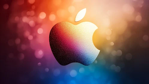 Gradient-lit metallic logo with bokeh depth-of-field backdrop.