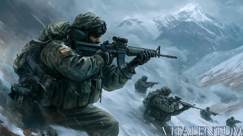 Mountain Combat Squad in Alpine Snowstorm Operation