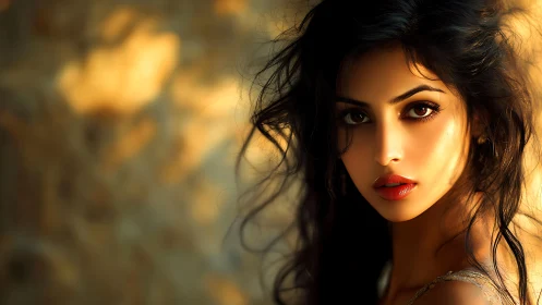 Golden hour portrait with soulful eyes and gentle warmth.