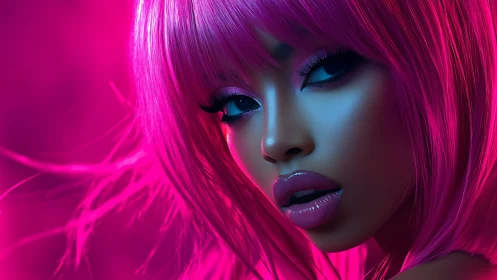 Neon-magenta cyber portrait with cinematic rim lighting precision.