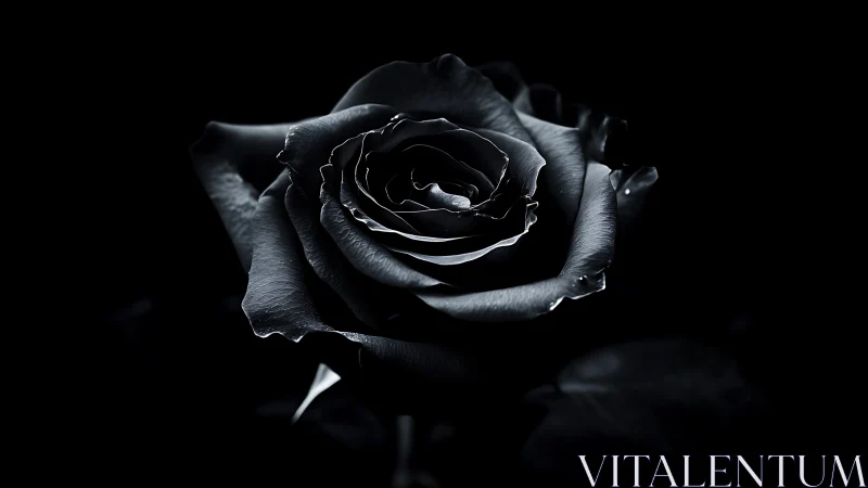 Midnight noir rose unfurls in a hush of luminous shadow.