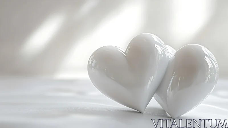 Two Luminescent Hearts Embrace in Radiant Minimalism
