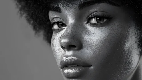 Silver-lit freckles turn a quiet gaze into lunar poetry