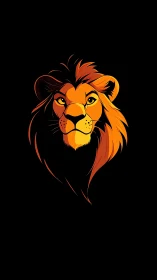 Fire-maned lion glows like embered royalty in nightfall.