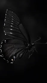 Nocturnal black butterfly in dramatic low key lighting.