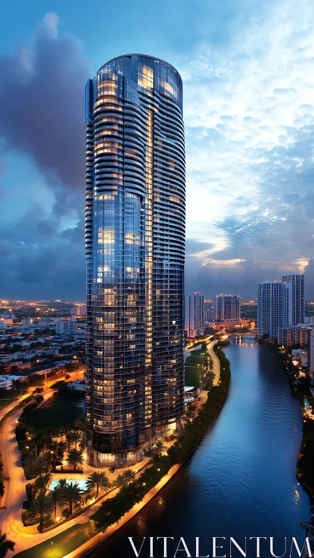 Luminescent Marina Tower Rises Where Water Meets Sky.