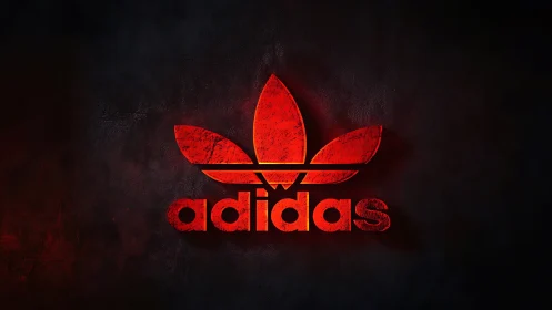 Red grunge Adidas trefoil logo rendered with neon glow effect