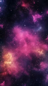 Pink and purple cosmic nebula with dense star field.