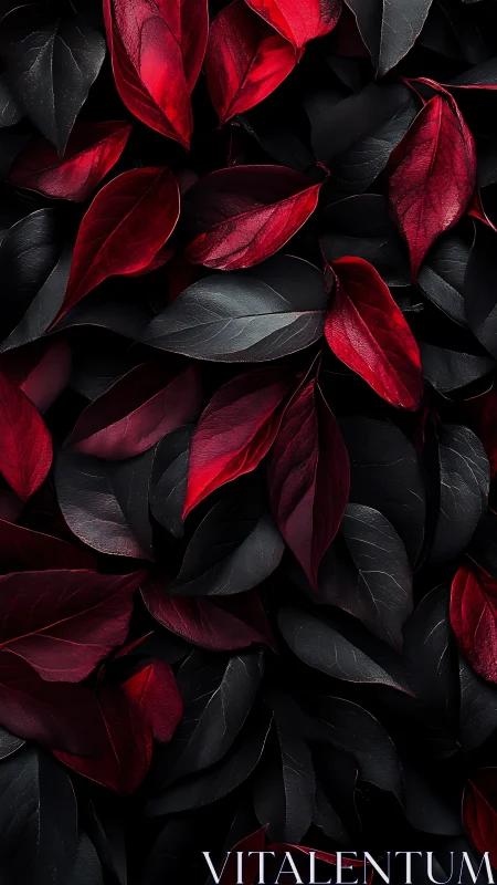 Crimson whispers on midnight leaves, a velvet hushscape.