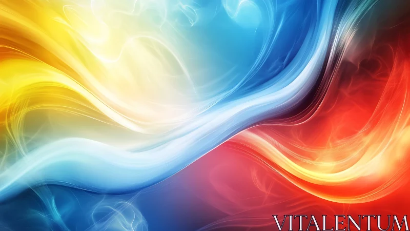 Glowing ribbons of color flow in a calm, balanced embrace