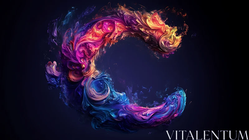 Vibrant swirling C-shaped nebula in luminous motion