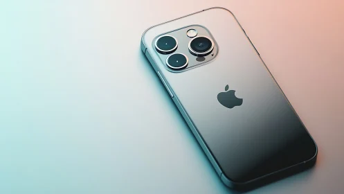 iPhone 14 Pro Max in Silver Against Gradient Backdrop.