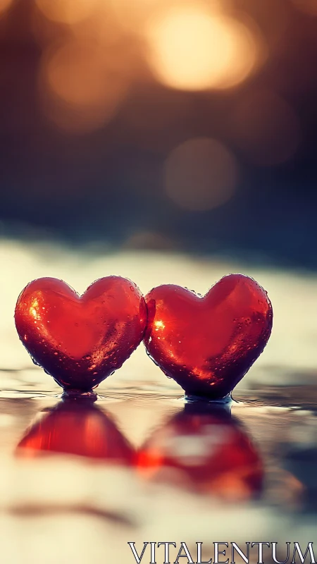 Two Glowing Hearts Share a Moment of Pure Love and Light