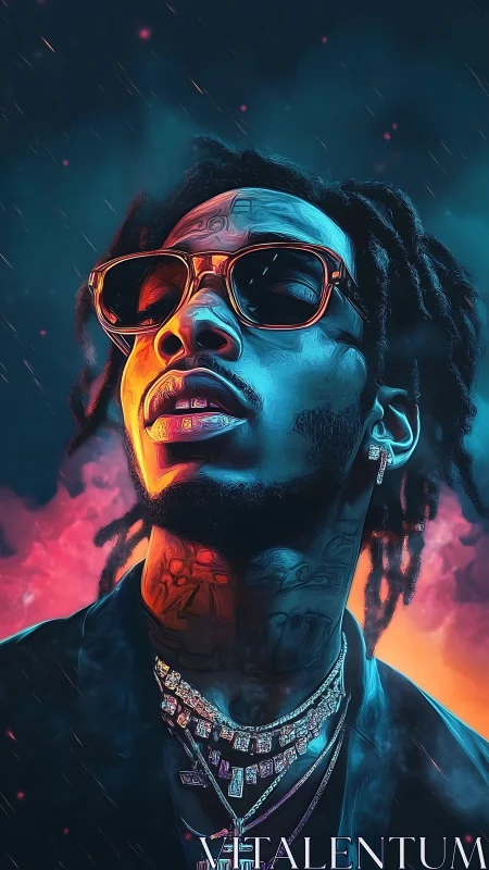 Bold portrait glows with neon color and confident street style