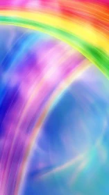 Iridescent rainbow arcs cross soft prismatic sky field.