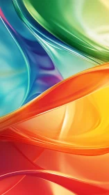 Abstract multicolor flowing curves in glossy gradient space.
