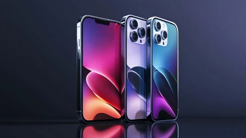 Three Premium Smartphones Showcase Modern Mobile Technology