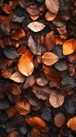 Autumn leaf carpet with rich orange and earthy brown tones.
