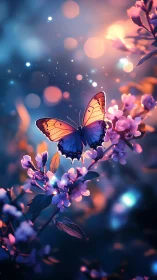 Soft twilight glow embraces a butterfly in dreamy bloom