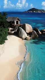 Tropical Beach Bungalow with Granite Boulder Formation