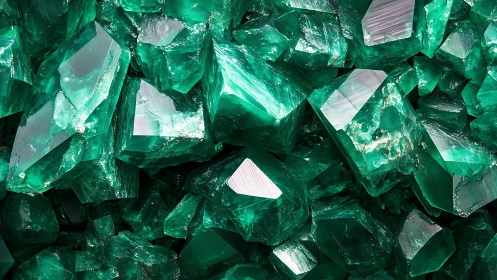 Emerald green crystal cluster rendered in high-detail macro