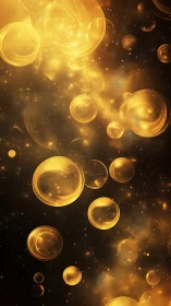 Luminous golden plasma spheres in deep cosmic suspension.