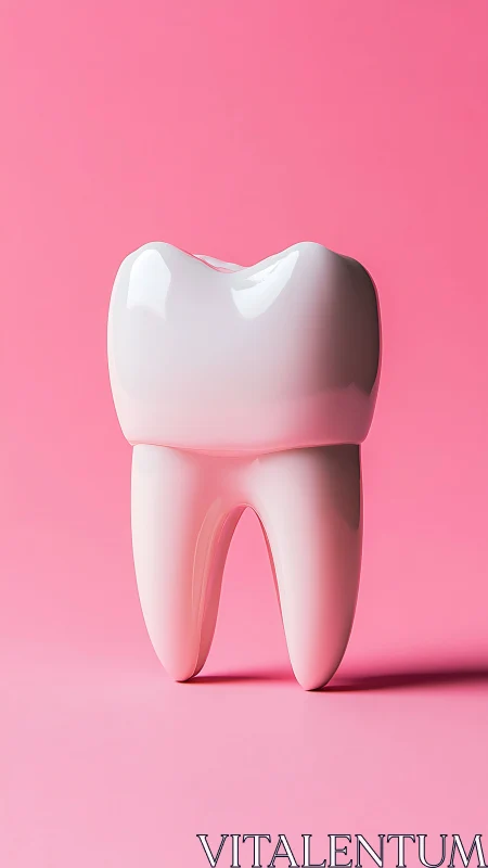 Glossy tooth model stands boldly on bright pink backdrop