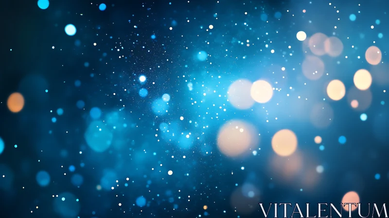 Blue bokeh background with soft glowing light particles.