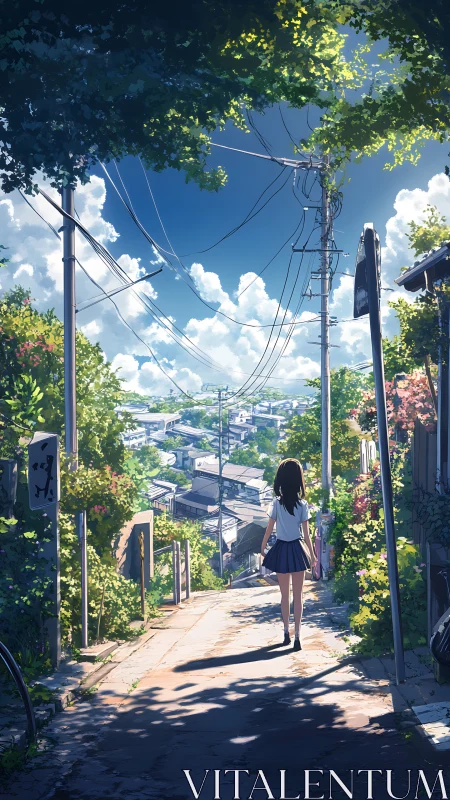 Sunlit hilltop street where quiet summer futures wait.