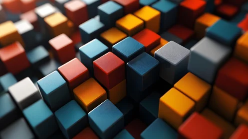 Colorful 3D geometric cubes forming dense abstract grid.