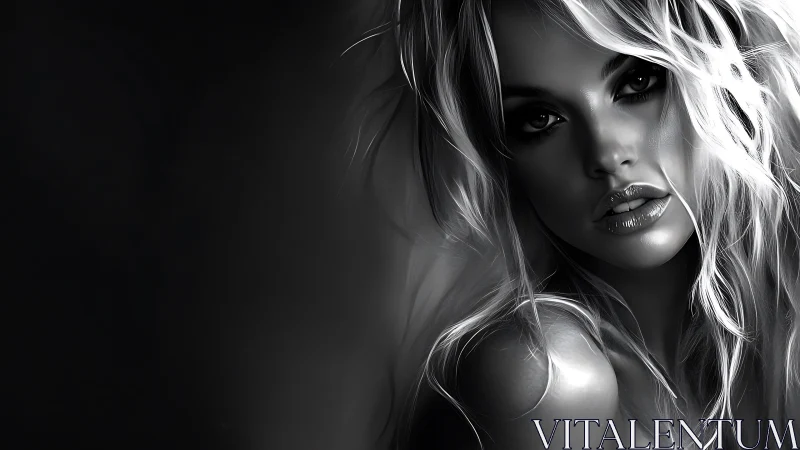 Monochrome digital portrait with dramatic side lighting.