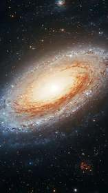 Spiral starstorm galaxy swirling in luminous cosmic hush.